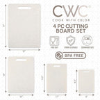 COOK WITH COLOR Non-Slip Cutting Board Set – Kitchen Essentials with Easy Grip Handle for Meat, Veggies, and Fruits, 4 Cutting Boards, White
