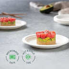 100% Compostable Paper Plates 7 Inch [1000 Count] Heavy-Duty Dessert Plates - Natural White Color Unbleached Bagasse - Eco-Friendly Disposable Biodegradable Sugarcane Plates - [Bulk Case 8/125 Pack]