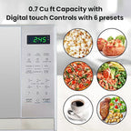 Total Chef 0.7 Cu Ft Microwave Oven - Countertop Small Kitchen Appliance, Stainless Steel Microwave with Digital Touch, Pre-Set Functions, 10” Turntable, 700 Watt