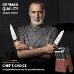 MAD SHARK Knife Set, 17 Pieces Kitchen Chef Knife Set with Block, Precision Forged High Carbon Stainless Steel Ultra Sharp Knives Block Sets, Home Cooking Perfect Cutlery Set Gift Box