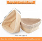 Triangle Bread Proofing Basket - Sourdough Basket, Rattan - Starter Kit for Baking Triangle Loaves- Gift Set