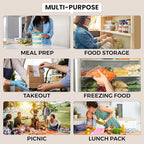 Klex 24 Oz, 50 Sets Meal Prep Containers with Airtight Lids, BPA Free, Reusable Plastic Food Container, 24 oz, Rectangular, Black/Clear, 50 Sets