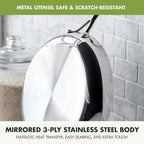 GreenPan Valencia Pro Stainless Steel 8” Frying Pan Skillet, Induction Suitable Mirrored Tri-Ply, Ceramic Nonstick PFAS-Free, Multi Clad Cookware, Dishwasher Oven & Broiler Safe