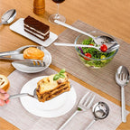 KINGSTONE Large Hostess Serving Utensils Set,18/10 Stainless Steel Heavy Duty 10inch Serving Spoons,Slotted Spoons,Serving Fork,Serving Tongs, Cake Pie Server For Buffet, Wedding, Party