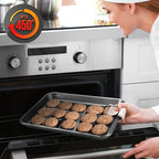 NutriChef 2-Piece Large & Medium Cookie Sheets for Baking - Non Stick Baking Sheet for Cookies, Sheet Cakes & Roasting - Dishwasher Safe - Gray