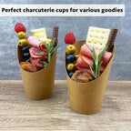 CAMKYDE 100 Pcs French Fries Holder, 14oz Disposable Paper French Fry Cups Charcuterie Cups for all Occasions (14oz, Brown)