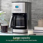 Cuisinart 14-Cup Coffee Maker, Programmable PerfecTemp Glass Carafe Coffee Machine with 1-4 Cup Setting, Brew Strength Control and Brew Pause, Stainless Steel, DCC-3200NAS