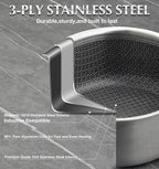 KOCH SYSTEME CS Hybrid Nonstick Stainless Steel Saucepan Set, 6-Piece Triply Stainless Steel Saucepan Set with Hybrid Honeycomb Interior, 1QT & 2QT & 3QT Sauce Pans, Induction Ready, Steel Pot Set