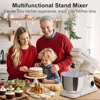 Stand Mixer, 10-Speed Kitchen Electric Mixer, 6QT Food Mixer with 8-in-1 Splash Guard, Dishwasher-Safe Dough Hook/Whisk/Beater/Spatula, Dough Mixers for Baking, Beige
