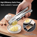 Professional Garlic Press Stainless Steel, Garlic Mincer No Need to Peel, Large Trough Garlic Crusher, Ergonomic Handle Garlic Ginger Presser Masher, Easy Squeeze Rust Proof Dishwasher Safe
