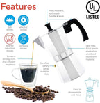 GROSCHE Milano Stovetop Espresso Maker Moka Pot 9 espresso cup, 15.2 oz, Silver Cuban Coffee Maker Stove top coffee maker Moka Italian espresso greca coffee maker brewer percolator