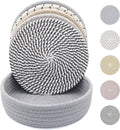 8 Inch Trivets for Hot Dishes, Hot Pots and Pans, Thick Heat Resistant Large Coaster for Kitchen, Hot Pads, Kitchen Essentials, Kitchen Decor for Table & Countertop with Storage Basket, 5 Pcs