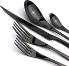 5-Piece 18/10 Stainless Steel Serrated Steak Knife Flatware Set, Mirror Polishing Black, Service for 1
