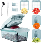 Cook with Color Vegetable Chopper - Multifunctional 11 in 1 Vegetable Chopper with Container - Food Chopper to Dice, Chop, Slice, Julienne and Spiralize, Blue