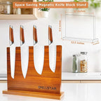 Modern Acacia Magnetic Knife Block Holder 12 x 10 Inches, Large Dual-Sided Strong Magnet Wood knives Stand, Luxurious Kitchen Counter Rack Organizer for a Stable and Stylish Cutlery Display