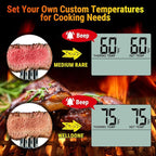 ThermoPro TP16 Large LCD Digital Meat Thermometer for Cooking, Smoking, Grilling, BBQ Food Temperature Indicator with Clock Timer and Stainless Steel Probe, Black