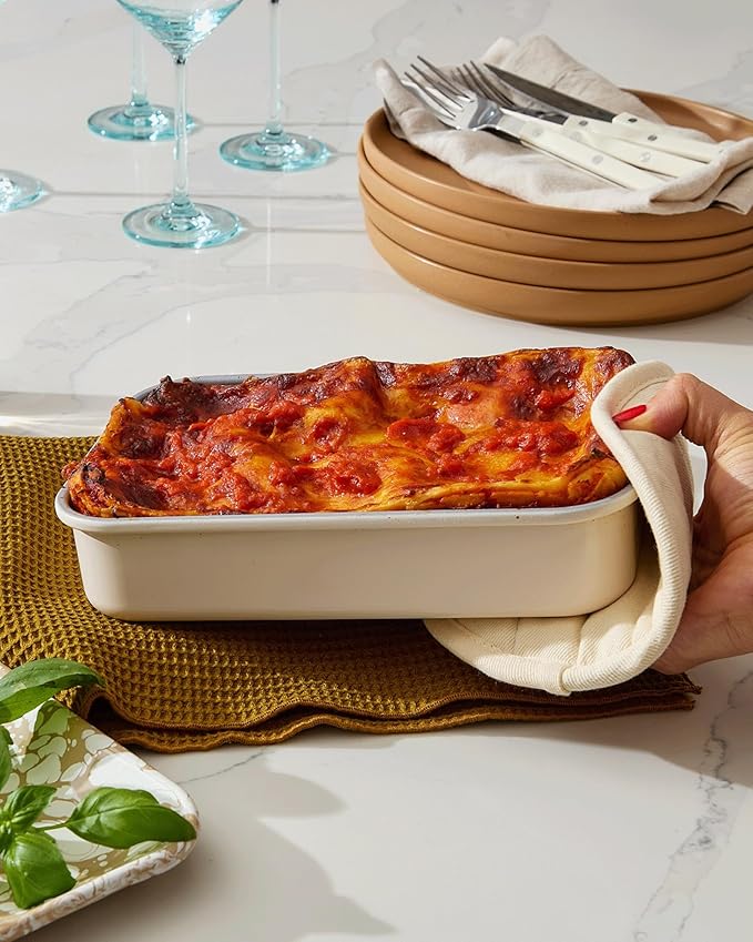 Caraway Nonstick 9” x 6.5” Small Rectangle Baking Pan Duo – Non-Toxic, PTFE & PFOA Free – Aluminized Steel Core – Deep Ceramic Baking Pan for Casseroles, Lasagna & More - Navy
