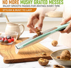 Spring Chef Premium Lemon Zester Grater with Handle - Fruit, Garlic, Lime, Orange, Nutmeg, Garlic Grater - Heavy Duty Kitchen Tool - Stainless Steel Citrus Zester with Blade Cover - Fine Shred, Mint
