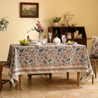 ISAENNE Designer Boho Floral Rectangular Tablecloth,Linen Lotus Flower Pattern Colorful Indoor Table Cloth,Durable Decor Tablecloths for Dining Thanksgiving Kitchen Christmas,55"*87"-Hazel A