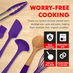 Chef Craft Premium Silicone Kitchen Tool and Utensil Set, 11 Piece, Purple