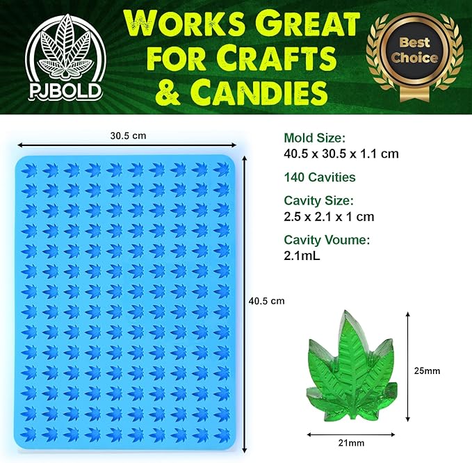 Marijuana Leaf Silicone Candy Mold - Half Sheet