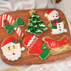 Flycalf Christmas Cookie Cutters Xmas Tree Shapes with Plunger Stamps Holiday PLA Baking Accessories Cutter Molds Gifts Decorative Party 3.5" Kitchen Cake Supplies