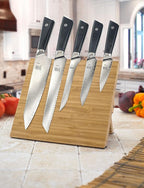 Mercer Culinary Premium Grade Super Steel 6-Piece Knife Set with Magnetic Bamboo Stand, G10 Handles