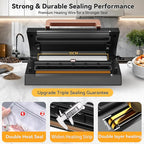 2025 Black Stainless Steel Food Vacuum Sealer, VACAPEX Deluxe Vacuum Sealer Machine with 11" Double Heat Seal and Automatic One-Touch System, Bags Storage & Cutter, Easy-Lock Handle with 2 Bag Rolls