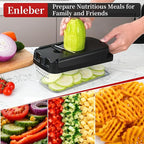 Vegetable Chopper Slicer Food Chopper with Container Veggie Dicer Cutter Salad Chopper Mandoline Slicer Cheese Grater Includes Hand Guards and Gloves & Kitchen Gadgets