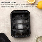 W&P Peak Silicone Collins Ice Tray w/ Protective Lid | Charcoal | Easy to Remove Ice Cubes | Food Grade Premium Silicone | Dishwasher Safe, BPA Free