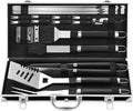 Grilljoy BBQ Accessories Grill Tools Set - 22PCS Stainless Steel Barbecue Grill Accessories for Outdoor Grill with Black Aluminum Case - Christmas Grilling Gifts for Men & Dad -Grill Tools Kit