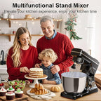 Stand Mixer, 10-Speed Kitchen Electric Mixer, 6QT Food Mixer with 8-in-1 Splash Guard, Dishwasher-Safe Dough Hook/Whisk/Beater/Spatula, Dough Mixers for Baking, Black
