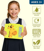 Personalized Bento Box for Kids with Safari Icon and Name - Yellow - 5 Compartments Drop-Proof Bento Box, Dishwasher Safe, Made with BPA-Free Materials, Bento Lunch Box for Kids and Toddlers