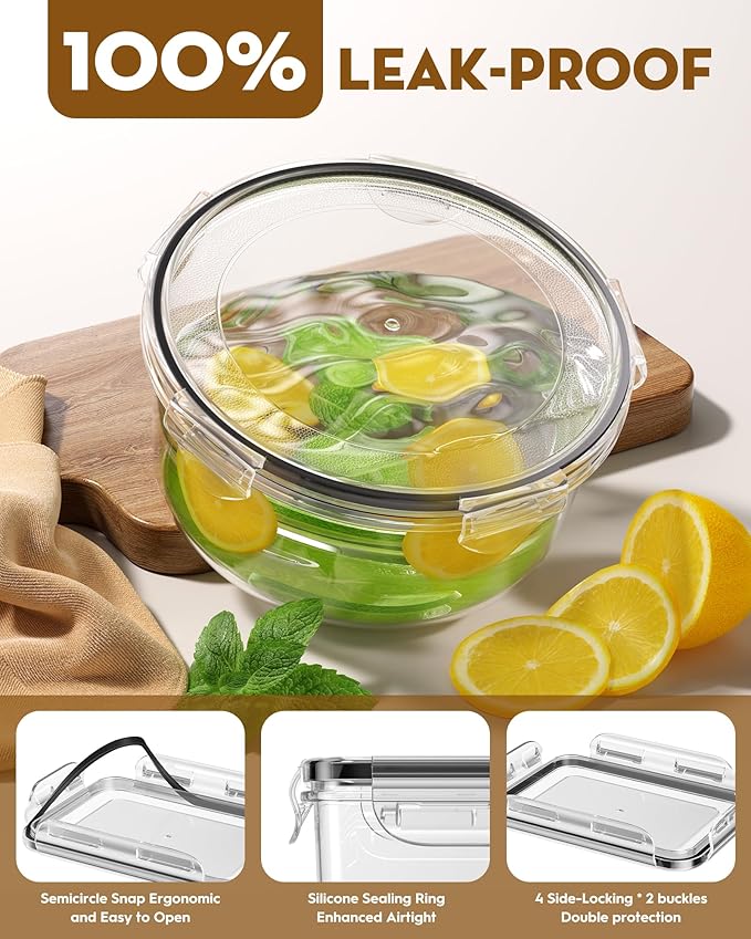 40 PCS Food Storage Containers with Lids Airtight (20 Containers & 20 Lids), 100% Leakproof Meal Prep Container Set for Kitchen Storage, BPA-free, PVC-free Reusable Plastic, Microwave/Dishwasher Safe