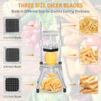 WICHEMI Commercial Chopper Vegetable Cutter Fruit Dicer w/3 Blades Commercial Onion Chopper Dicer Professional Food Dicer Heavy Duty Stainless Steel French Fry Cutter for Home Kitchen Restaurant Use