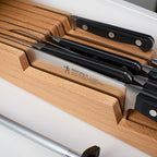 HENCKELS Classic Razor-Sharp 11-Piece Knife Block Set, Chef Knife, Bread Knife, Carving Fork and Knife, German Engineered Informed by 100+ Years of Mastery, Natural In-Drawer Block