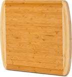 Organic Extra Large Bamboo Cutting Board with Lifetime Replacements –18 x 12 Inch Reversible Wooden Kitchen Chopping Board with Juice Groove – Used to Chop, Slice, Carve & Serve – by Greener Chef