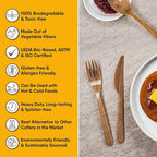 Premium Quality100% Biodegradable Forks Made of Vegetable Fibers, 100 PCS of 6.7” Long Heavy-Duty and Splinter Free Eco-Friendly Forks, Perfect Sustainable Cutlery for All Types of Occasions