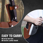 Mossy Oak Serbian Chef Knife, Meat Cleaver Knife with Genuine Leather Sheath, Hand Forged Heavy Duty Chopper Knife Full Tang Handle, Butcher Knife for Kitchen, Outdoor Cooking, Camping