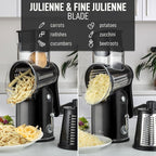 Zulay Kitchen Rotary Cheese Grater 5 Blade Cheese Shredder - Manual Hand Crank Cheese Grater With Reinforced Suction & 5 Interchangeable Drums - Easy to Use, Vegetable Chopper Round Mandoline Slicer