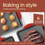18-Piece Kitchen Oven Baking Set: Nonstick Gray Marble Coating, Carbon Steel Bakeware, Silicone Handles, Dishwasher Safe, Professional Quality, PFOA-Free