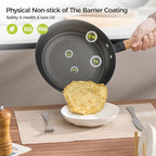 YUTANN 8" Pre-Seasoned Enameled Cast Iron Skillet, Non-Stick Egg Frying Pan with Detachable Wooden Handle,PFAS/PFOA Free,Oven & Dishwasher Safe,Perfect for Healthy Cooking