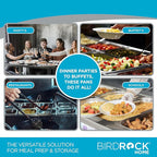 BIRDROCK HOME Stainless Steel Steam Table Pan - Hotel, Restaurant & Catering Supplies - 24 Gauge Steel, 4.1 qt Capacity - Meal Prep, Cooking, &Food Storage Container - 4" Depth, 1/3-Size (6 Pack)