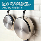 Farberware Classic Series Anniversary Edition Stainless Steel Sauté Pan and Lid with Helper Handle, Induction Suitable, 6 Quart Jumbo Cooker, Metal Utensil Safe - Stainless Steel
