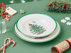 Spode Christmas Tree 9" Soup Plate (Set of 4) – Stoneware Bowls with Festive Tree Design & Green Rim, Ideal for Serving Soup, Pasta, Salad – Microwave & Dishwasher Safe Holiday Dinnerware