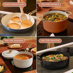Our Place 11-Piece Essentials Complete Cookware Set - Ceramic Fry Pan, Saucepan, Sauté Pan, Stock Pot, Strainer Basket & Rack Storage | Thermakind™ Nonstick, Oven Safe up to 450°F | Char