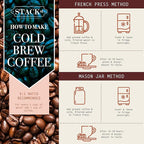 Organic Cold Brew Coffee Coarse Ground 1 LB - Colombian Supremo Reserve Flavor Dark Roast Coarse Grind - 100% Arabica Beans - Handcrafted, Single Origin, Micro Roast, Direct Trade – By Stack Street