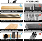 Zulay 11.75" Seamless Maple Wood Magnetic Knife Holder - Wooden Magnetic Knife Strip for Organizing your Kitchen - Elegant & Multifunctional Magnet Holder for Wall with Easy Installation
