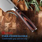KEEMAKE Nakiri Knife 7 Inch - Sharp Meat Cleaver with High Carbon Stainless Steel Blade, Japanese Kitchen Vegetable Cooking Knife with Ergonomic Pakkawood Handle and Gift Box Included