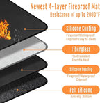 24x18 Inches Under Grill Mat for Outdoor Tabletop Grill Deck Protector,4-Layer Tabletop Fire Pit Mat for Solo Stove,Fireproof Heat Resistant Mat for Countertop/Patio Protection,Waterproof/Oil-Proof